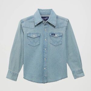 BOY'S COWBOY CUT® LONG SLEEVE WORK WESTERN DENIM SNAP SHIRT